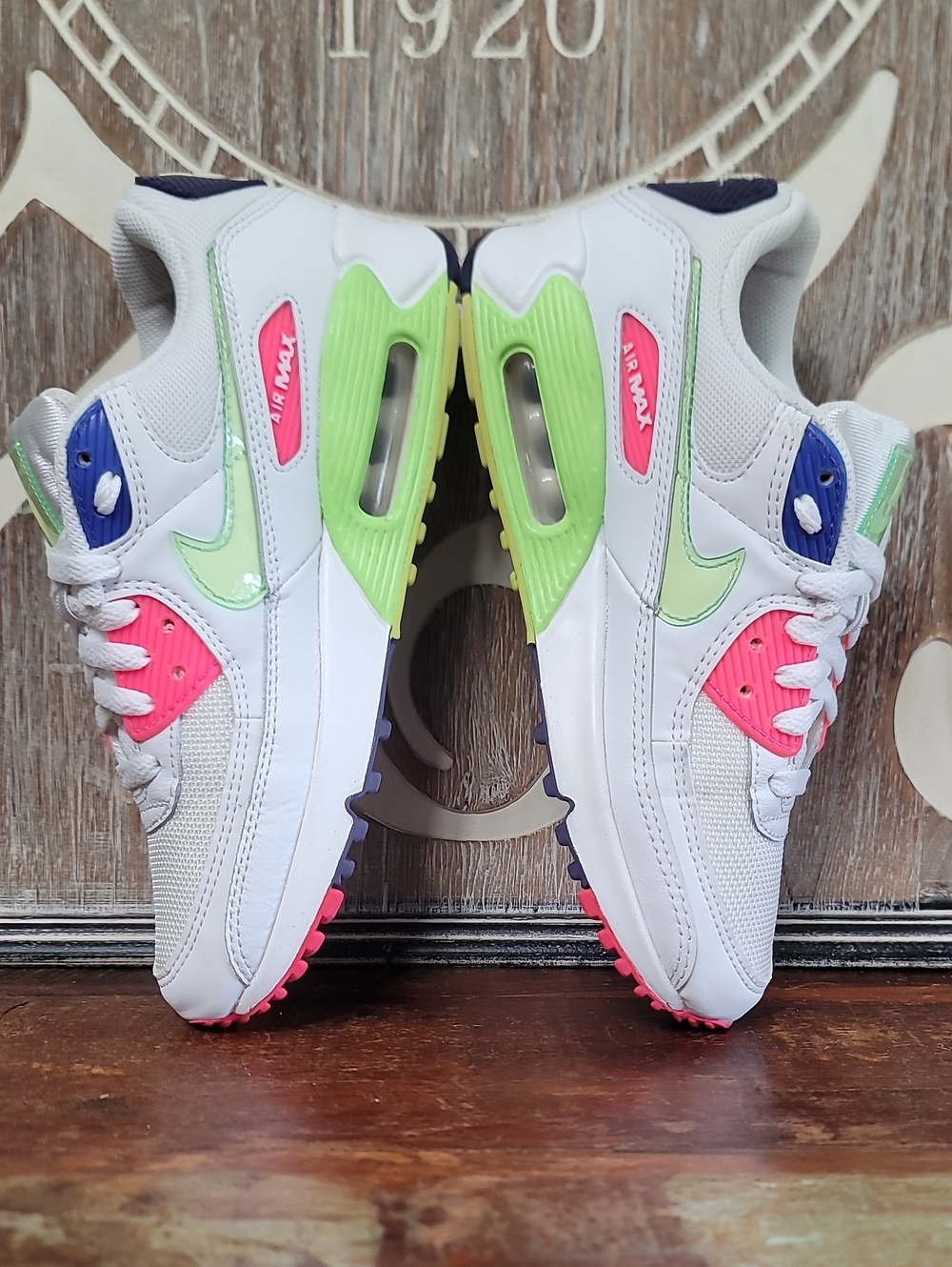 🔥 Air Max 90 "White Indigo Burst Volt" Wmns 6.5 Good Condition. Fast Shipping - Picture 4 of 16
